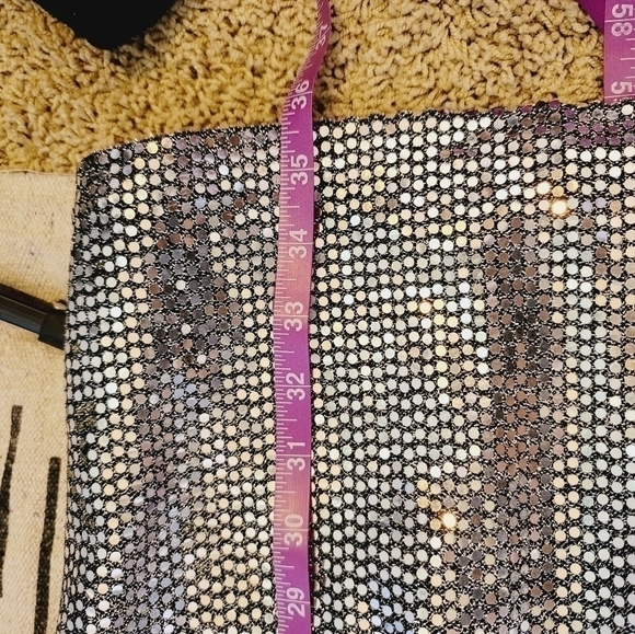 VINTAGE SILVER SEQUIN MINI DRESS SZ 10/MEDIUM - Picture 14 of 16